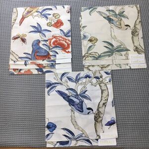 Thibaut 9pc Fabric Sample Swatches Linen Cotton  Floral Birds Garden Crafting